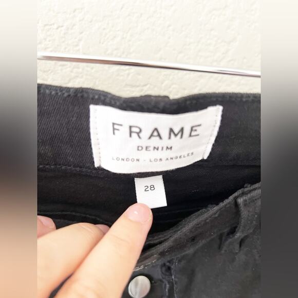 Frame Denim Noir Street Black Le High Waist Skinny Button Fly Jeans Size 28 - Picture 6 of 10